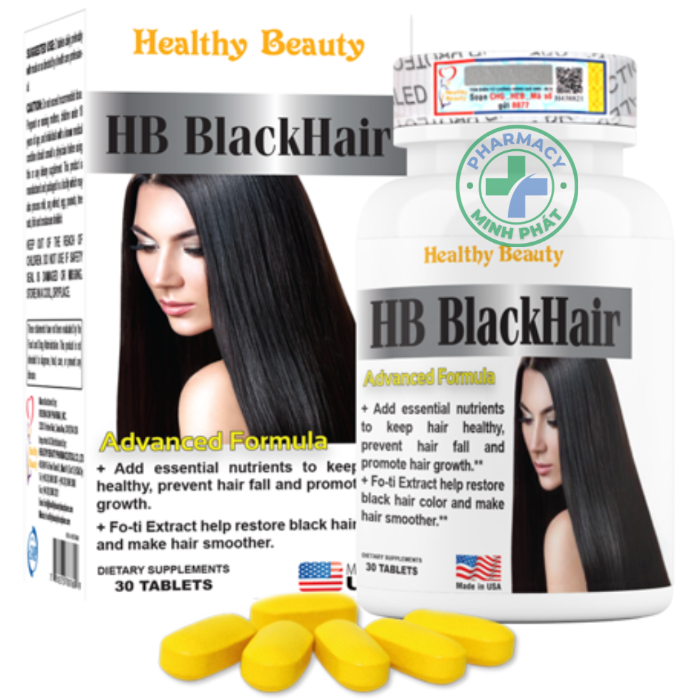 HB BLACK HAIR - Giúp tóc khỏe, ngăn ngừa rụng tóc, tóc bạc sớm và thúc đẩy sự phát triển của tóc.